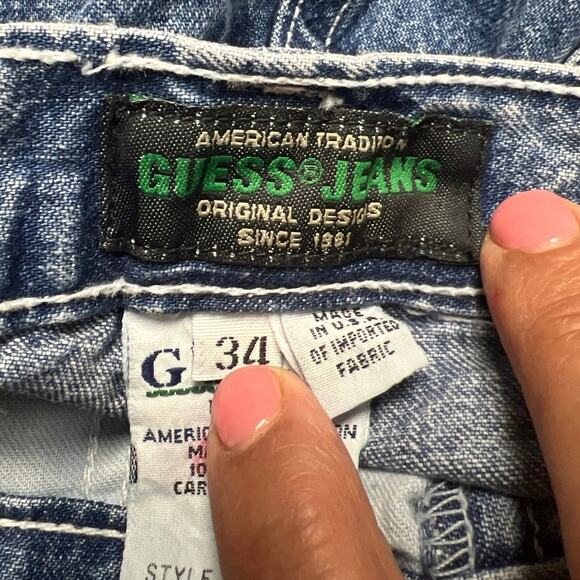Vintage 90s Guess USA Men’s Relaxed Style Straight Leg Denim Jeans Size 34 x 34 - Picture 3 of 6